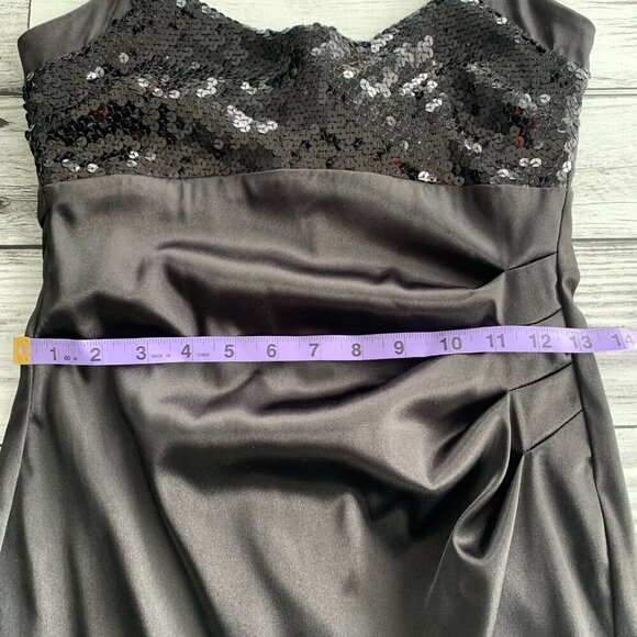 Vintage 90s Y2K B. Smart Black Satin Sparkle Ruched Halter Dress - Picture 12 of 14